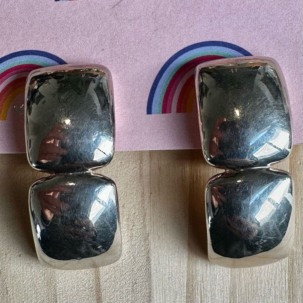 Simon Sebbag Sterling Silver Modernist Clip-On Earrings
